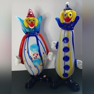 Murano Colorful Clown Glass Art Figurines